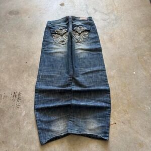 Baggy Halifax Wide Leg Southpole Styl Embroidered Y2K Vintage Denim Jeans 38x32